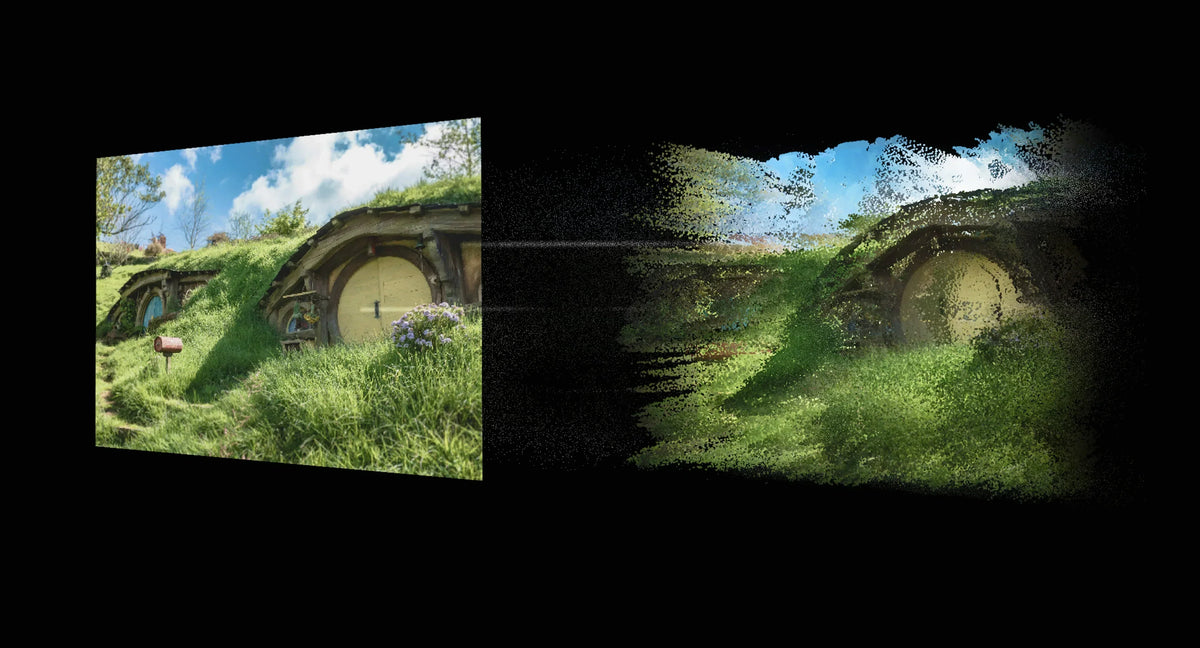 INAIR Pod Vision Transformer AI real-time 2D to 3D conversion engine rendering depth map